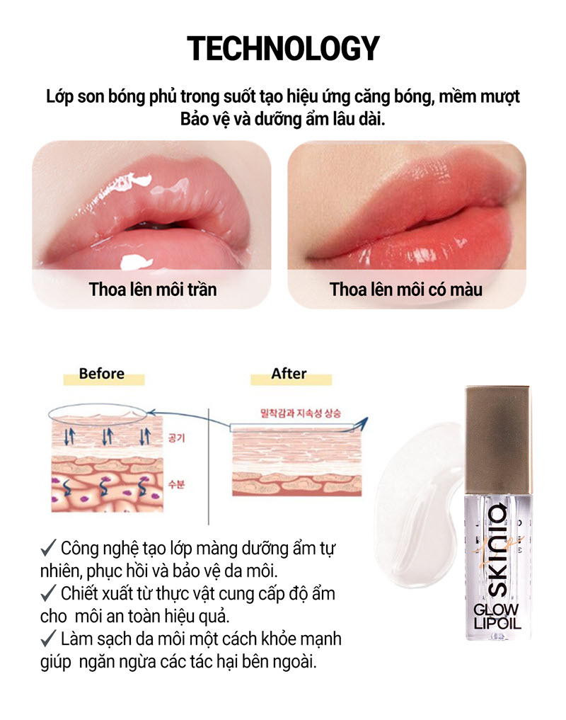 Son bóng cấp ẩm chuyên sâu Skinia Glow lip 3ml